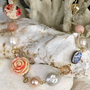 Artisan Crystal & Pearl Floral Beaded Necklace